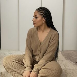 Cozy Cable Knit 2-Piece Lounge Set – Size Large